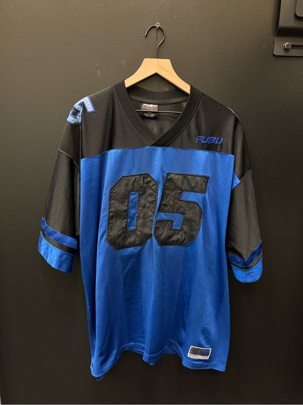Vintage 90’s FUBU Men’s Royal Blue & Black 05 Football Jersey